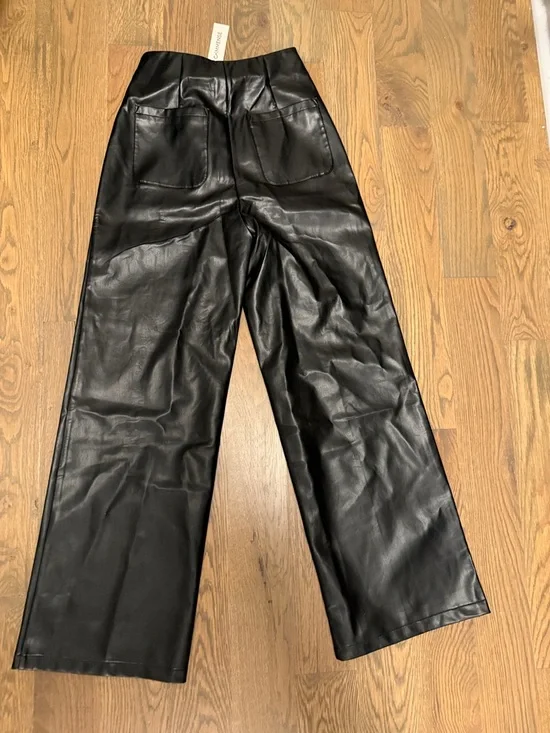 Commense Black Faux Leather Trousers - Picture 3 of 3